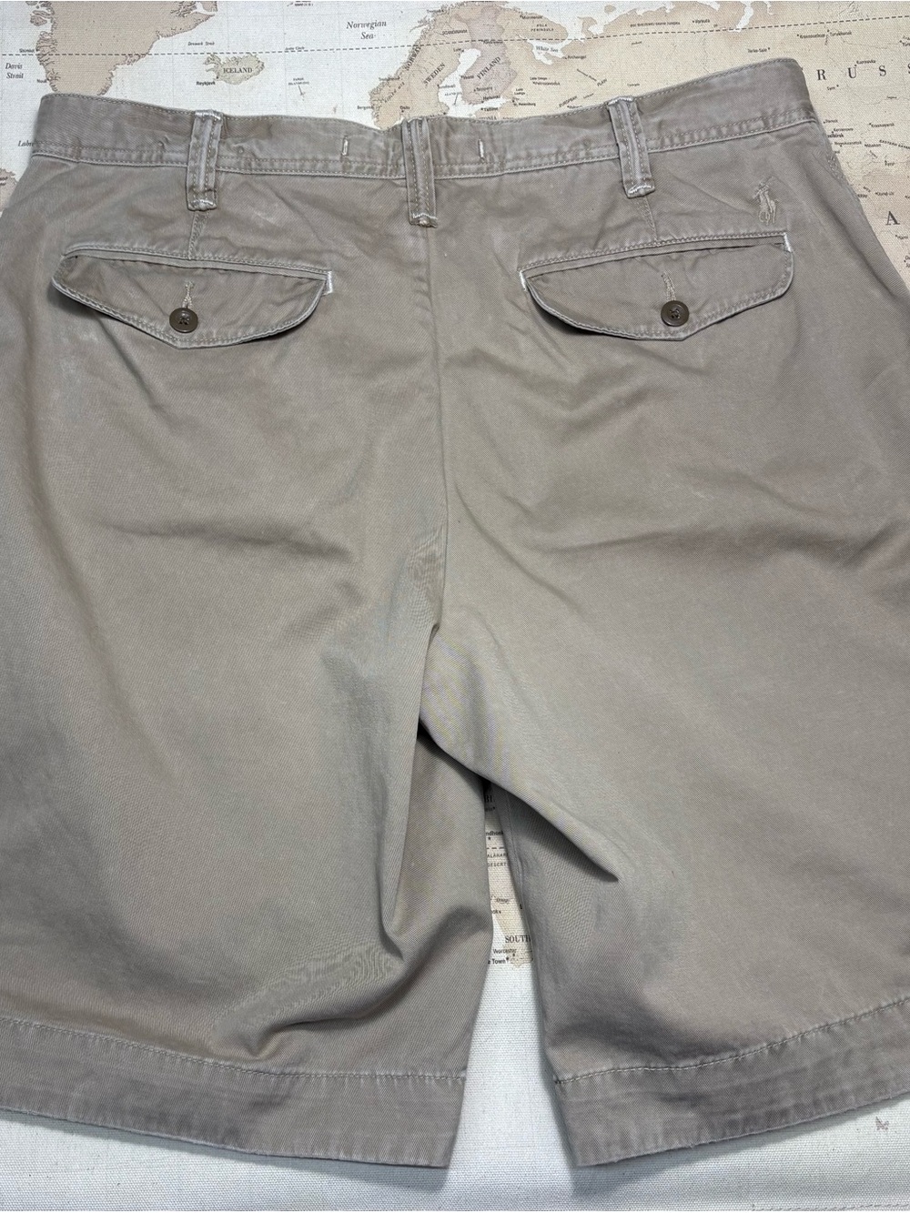 Polo Ralph Lauren•Chino Style•Shorts•Khaki•Flat Front•5 Pocket•Sz 34•Drawstring - Picture 10 of 16